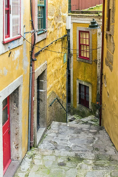 Scenic street in Ribeira district, Porto, Portugal