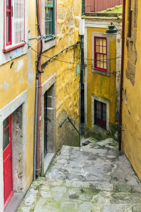 Framed Print : Scenic street in Ribeira district, Porto, Portugal Framed Print : Scenic street in Ribeira district, Porto, Portugal