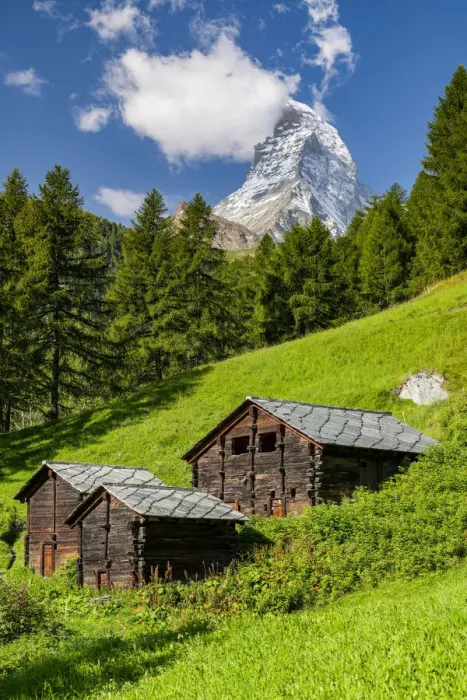 Framed Print : Scenic summer view over Matterhorn, Zermatt, Valais, Switzerland Framed Print : Scenic summer view over Matterhorn, Zermatt, Valais, Switzerland