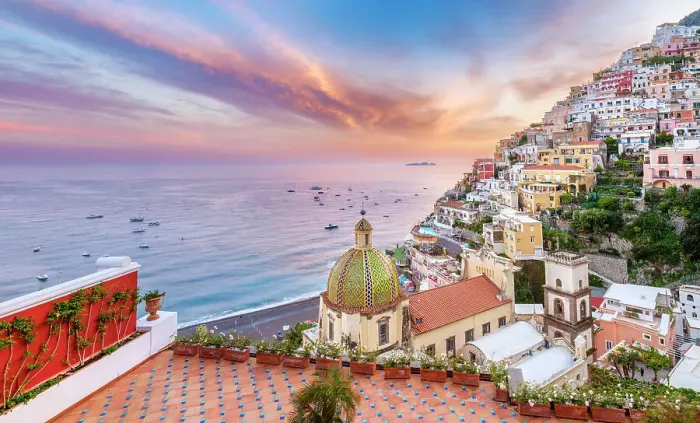 Framed Print : Scenic Sunset view of Church of Santa Maria Assunta Positano, Amalfi Coast, Campania, Italy Framed Print : Scenic Sunset view of Church of Santa Maria Assunta Positano, Amalfi Coast, Campania, Italy