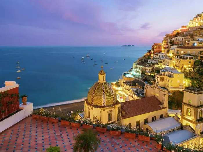 Framed Print : Scenic Sunset view of Church of Santa Maria Assunta Positano, Amalfi Coast, Campania, Italy Framed Print : Scenic Sunset view of Church of Santa Maria Assunta Positano, Amalfi Coast, Campania, Italy