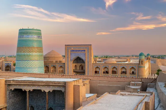 Framed Print : Scenic sunset view of the old town (Itchan Kala), Khiva, Uzbekistan
