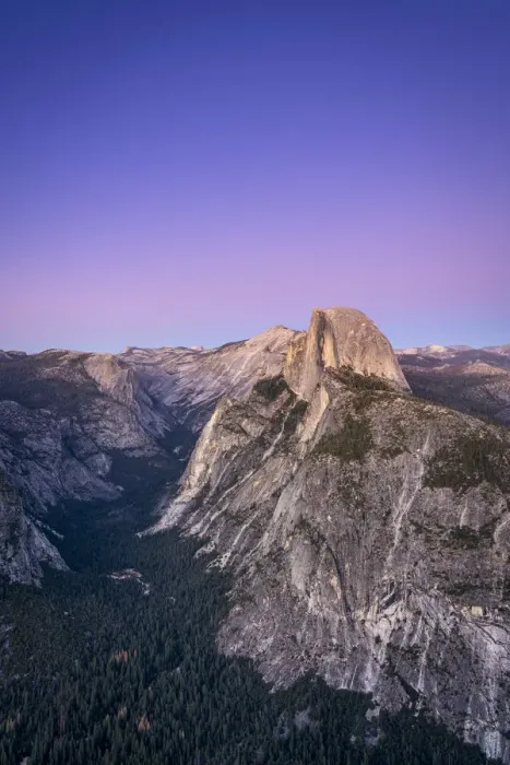 Framed Print : Scenic view of Half Dome granite rock formation at Yosemite National Park after sunset Framed Print : Scenic view of Half Dome granite rock formation at Yosemite National Park after sunset