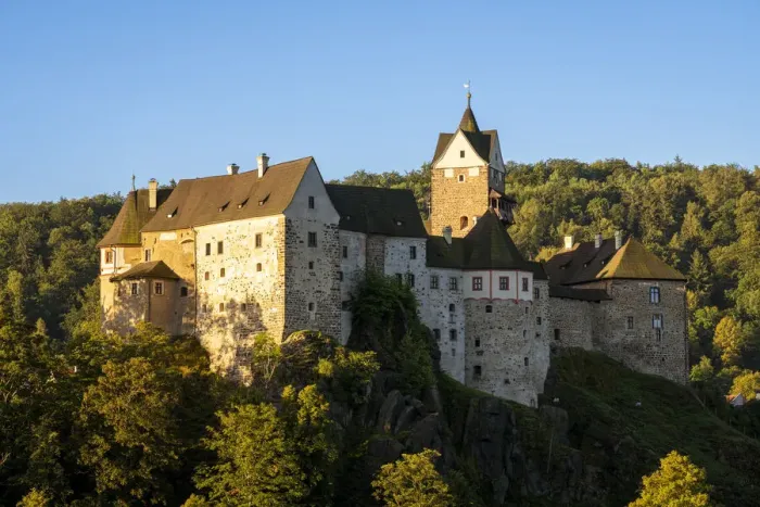 Framed Print : Scenic view of Loket Castle at sunrise, Loket, Sokolov District, Karlovy Vary Region Framed Print : Scenic view of Loket Castle at sunrise, Loket, Sokolov District, Karlovy Vary Region