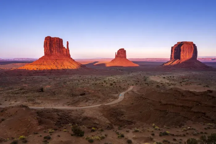 Framed Print : Scenic view of The Mitten buttes at sunset, Monument Valley, Arizona, USA Framed Print : Scenic view of The Mitten buttes at sunset, Monument Valley, Arizona, USA