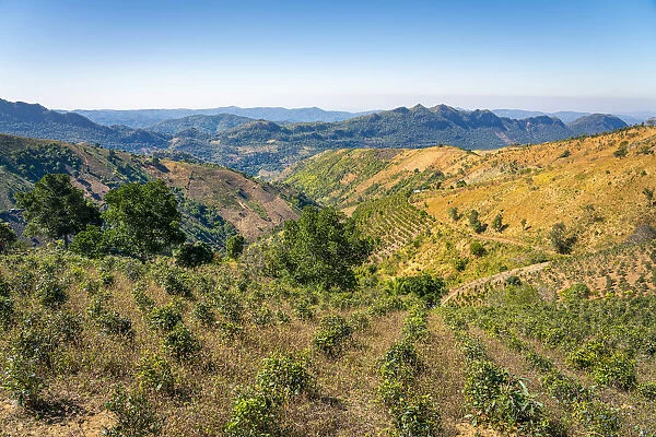 Scenic view of mountainous countryside near Kalaw, Kalaw Township, Taunggyi District