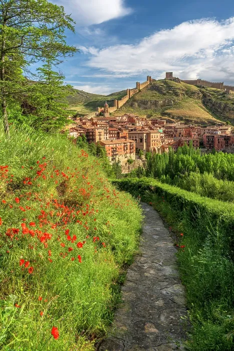 Framed Print : Scenic view of the old town with its ancient walls, Albarracin, Aragon, Spain Framed Print : Scenic view of the old town with its ancient walls, Albarracin, Aragon, Spain
