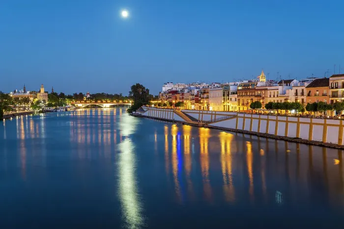 Framed Print : Scenic view of Triana neighbourhood and Guadalquivir river, Seville, Andalusia, Spain Framed Print : Scenic view of Triana neighbourhood and Guadalquivir river, Seville, Andalusia, Spain