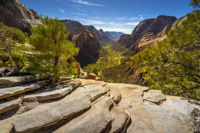 Framed Print : Scenic view of Zion canyon taken from Angels Landing, Zion National Park, Utah, USA Framed Print : Scenic view of Zion canyon taken from Angels Landing, Zion National Park, Utah, USA