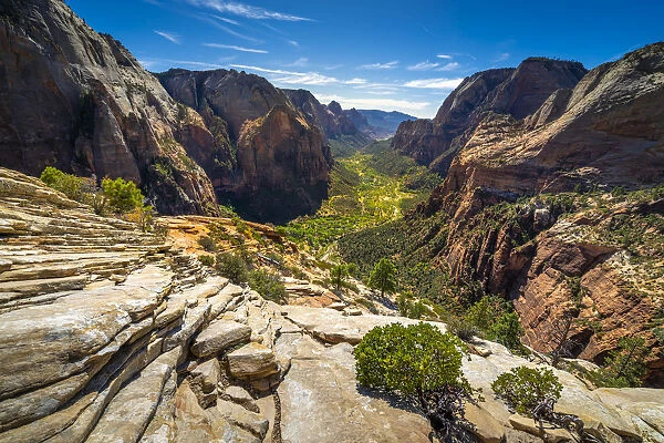 Scenic view of Zion canyon taken from Angels Landing, Zion National Park, Utah, USA