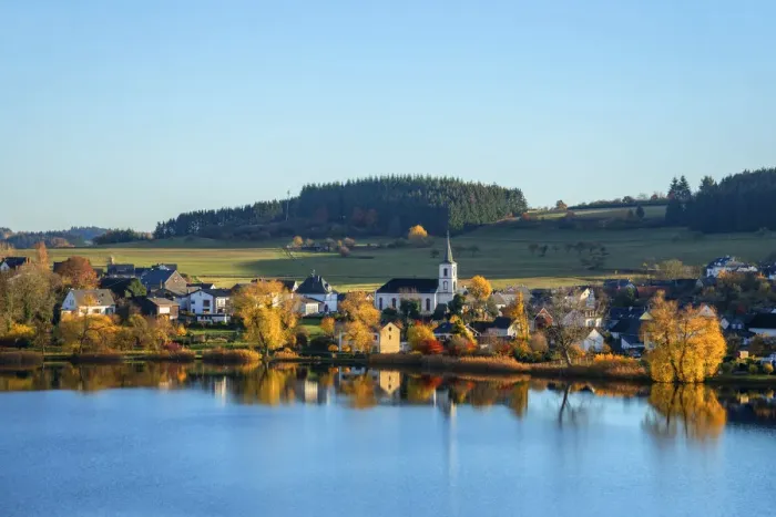 Framed Print : Schalkenmehren maar lake, Eifel, Rhineland-Palatinate, Germany Framed Print : Schalkenmehren maar lake, Eifel, Rhineland-Palatinate, Germany