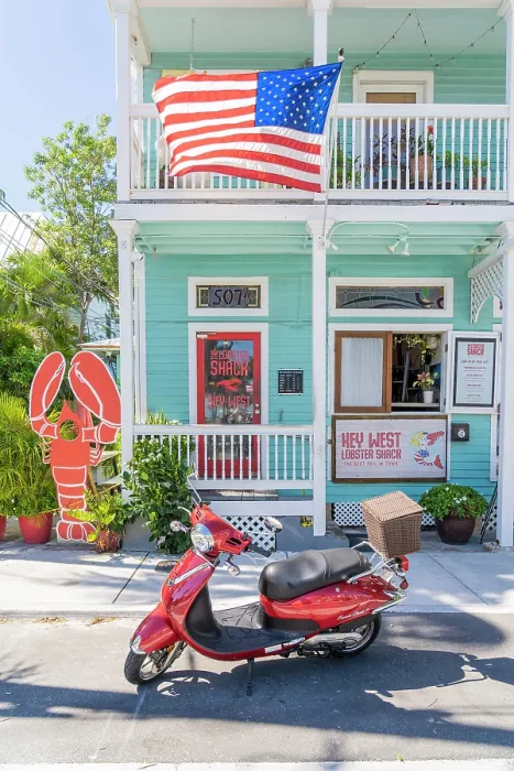 Framed Print : Scooter outside the Lobster Shack, Key West, Florida, USA Framed Print : Scooter outside the Lobster Shack, Key West, Florida, USA
