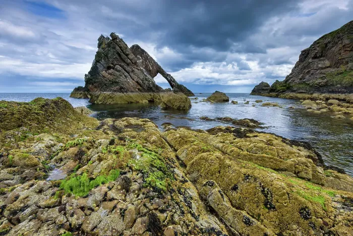 Framed Print : Scotland, Bow Fiddle Rock, rock sculpture Framed Print : Scotland, Bow Fiddle Rock, rock sculpture
