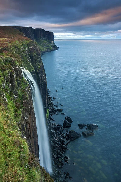 Scotland, Isle of Skye, Mealt Falls waterfall, Kilt Rock view point