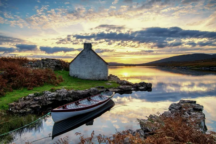 Framed Print : Screebe Fishing Hut at Sunset, Connemara, County Galway, Ireland Framed Print : Screebe Fishing Hut at Sunset, Connemara, County Galway, Ireland