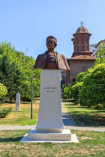 Sculpture for Avram Iancu with Kretzulescu Church, Bucharest, Walachia, Romania