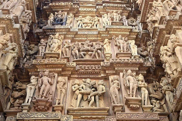 Sculpture of Kandariya Mahadev Hindu temple, UNESCO World Heritage site, Khadjuraho