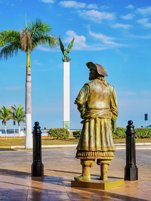 Framed Print : Sculpture and The Mayan Angel monument at the Waterfront of Campeche City, Campeche State, Mexico Framed Print : Sculpture and The Mayan Angel monument at the Waterfront of Campeche City, Campeche State, Mexico