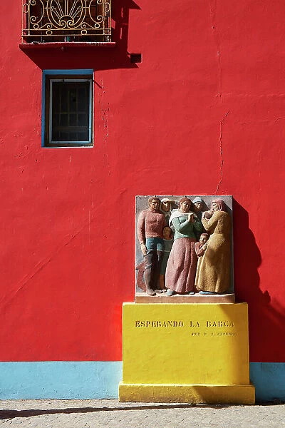 Detail of a sculpture named 'Awaiting the barge' (Spanish: Esperando la barca) by Argentine artist Roberto Capurro in the 'Caminito de La Boca' street museum, Buenos Aires, Argentina