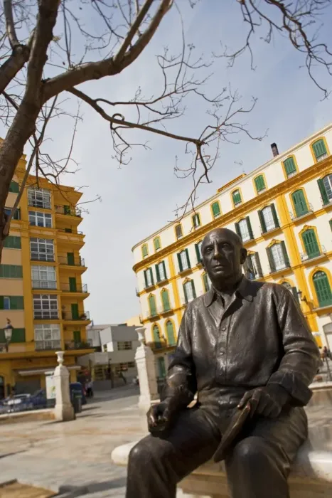 Framed Print : Sculpture of Picasso in Maria Guerrero square, Malaga, Andalusia, Spain