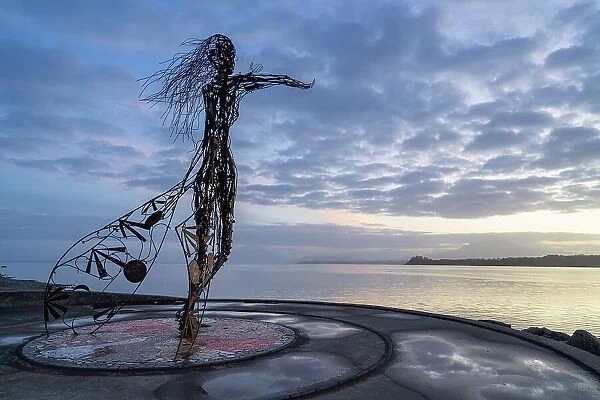 Sculpture of Princesa Licarayen at dawn, Puerto Varas, Llanquihue Province, Los Lagos Region, Chile