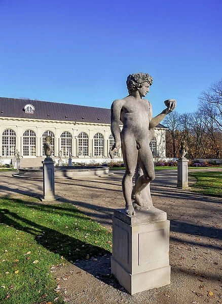 Sculptures in front of the Old Orangery, Lazienki Park or Royal Baths Park, Warsaw, Masovian Voivodeship, Poland