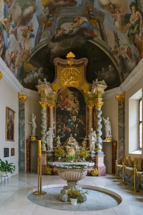 Framed Print : Sculptures and painting at altar in Cathedral of St. Nicholas, Ceske Budejovice, South Bohemian Region, Czech Republic Framed Print : Sculptures and painting at altar in Cathedral of St. Nicholas, Ceske Budejovice, South Bohemian Region, Czech Republic