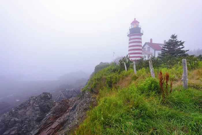 Framed Print : Sea fog at West Quoddy Head Lighthouse in Lubec, Maine, USA Framed Print : Sea fog at West Quoddy Head Lighthouse in Lubec, Maine, USA