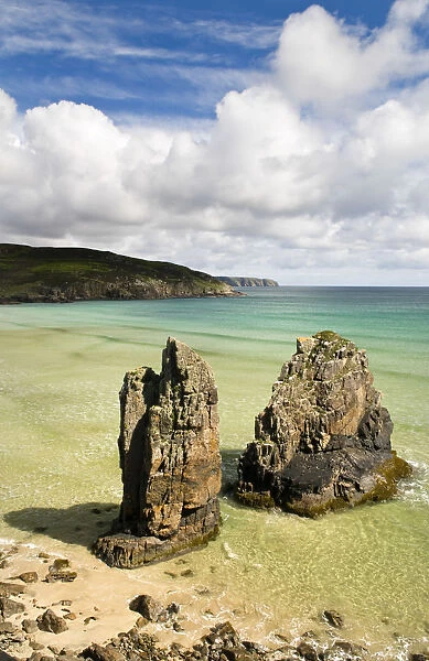 Sea stacks on Garry beach, Isle of Lewis, Hebrides, Scotland, UK