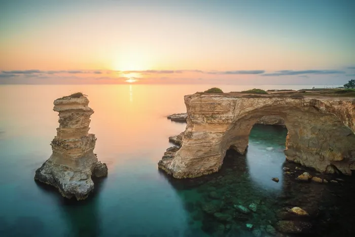 Framed Print : The Sea stacks of Sant'Andrea at sunrise, Torre dell'Orso, Salento peninsula, Province of Lecce, Apulia, Italy Framed Print : The Sea stacks of Sant'Andrea at sunrise, Torre dell'Orso, Salento peninsula, Province of Lecce, Apulia, Italy