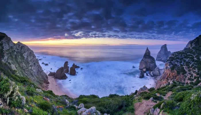 Framed Print : Sea Stacks at Sunset, Praia da Ursa, Colares, Sintra, Portugal Framed Print : Sea Stacks at Sunset, Praia da Ursa, Colares, Sintra, Portugal