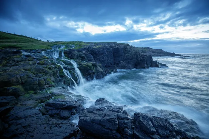 Framed Print : Sea Waterfall at Dunseverick along the Antrim Coast, County Antrim, Northern Ireland, Uk, Europe Framed Print : Sea Waterfall at Dunseverick along the Antrim Coast, County Antrim, Northern Ireland, Uk, Europe