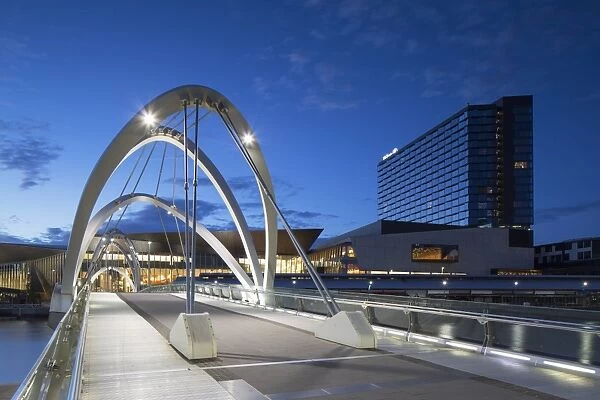 Seafarers Bridge, Convention Centre and Hilton Hotel at dawn, Melbourne, Victoria