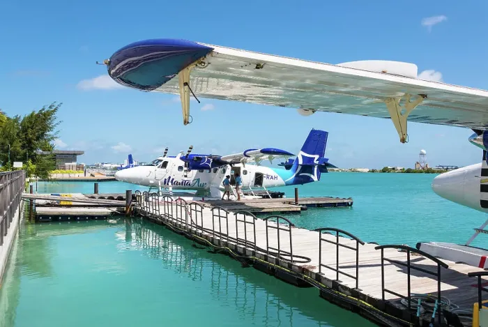 Framed Print : A seaplane of the Manta Air, a Maldivian domestic airline, Maldives Framed Print : A seaplane of the Manta Air, a Maldivian domestic airline, Maldives