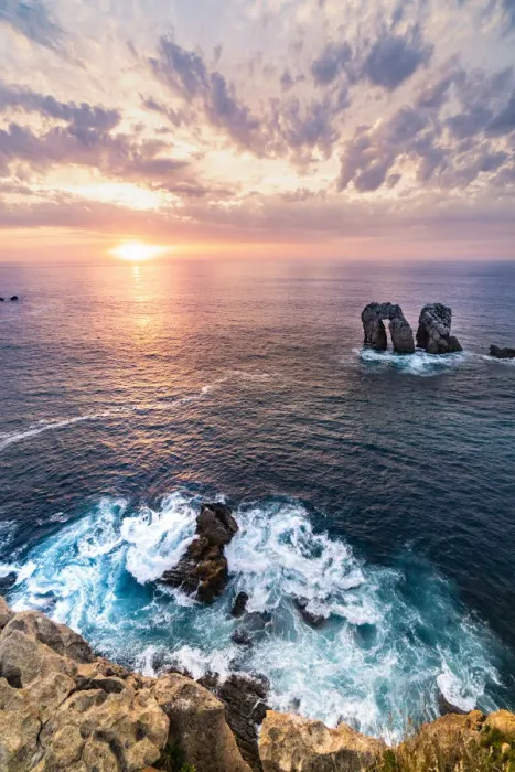 Framed Print : Seascape of Los Urros in the cantabrian sea of Costa Quebrada at sunset. Playa del Portio, Liencres, Cantabria, Spain Framed Print : Seascape of Los Urros in the cantabrian sea of Costa Quebrada at sunset. Playa del Portio, Liencres, Cantabria, Spain