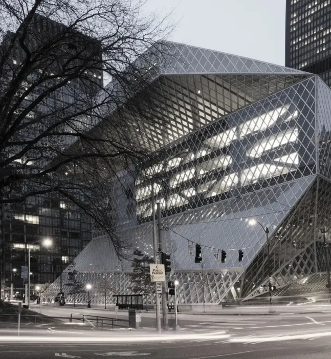 Framed Print : Seattle Public Library by Architect Rem Koolhs, Seattle, Washington, USA Framed Print : Seattle Public Library by Architect Rem Koolhs, Seattle, Washington, USA