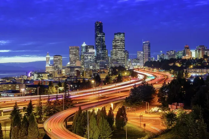 Framed Print : Seattle Skyline at Night Seattle, Washington State, USA Framed Print : Seattle Skyline at Night Seattle, Washington State, USA