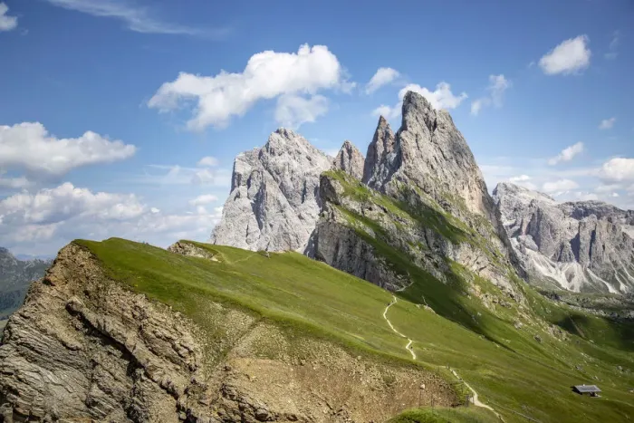 Framed Print : Seceda Mount in a sunny summer day, Dolomites Alps, Trentino Alto Adige, Italy