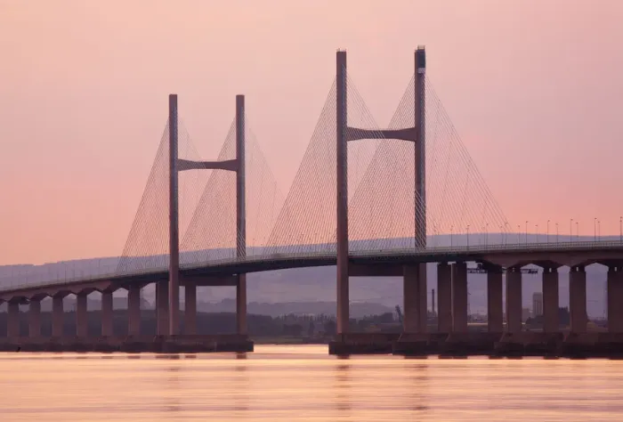 Framed Print : Second Severn Crossing over River Severn between England & Wales, Gloucestershire