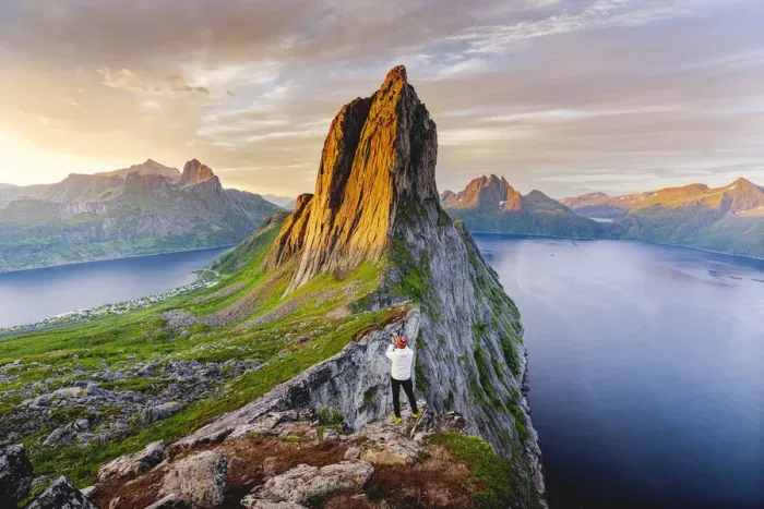 Framed Print : Segla mountain with smartphone at dawn, Senja island, Troms county, Norway (MR) Framed Print : Segla mountain with smartphone at dawn, Senja island, Troms county, Norway (MR)
