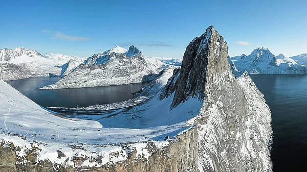 Segla mountain during a sunny winter day, Senja, Norway