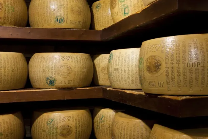 Framed Print : A selection of parmesan cheese in a deli in Parma, Emilia Romagna, Italy Framed Print : A selection of parmesan cheese in a deli in Parma, Emilia Romagna, Italy