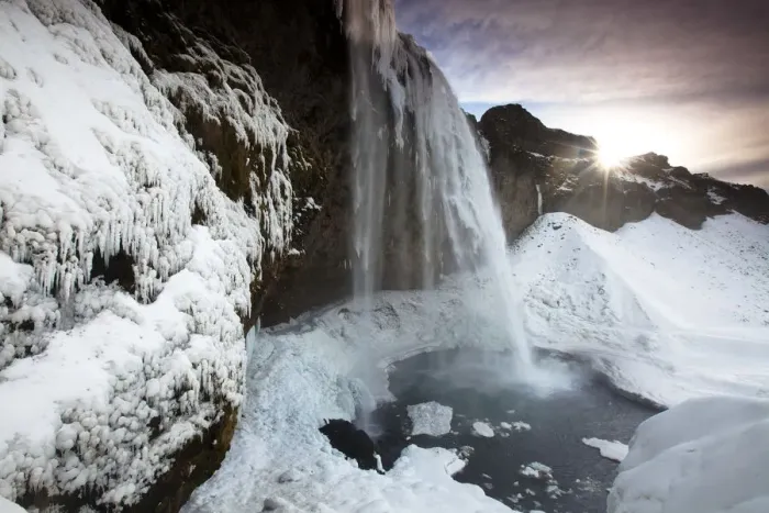 Framed Print : Seljalandsfoss Waterfall in Winter, Iceland Framed Print : Seljalandsfoss Waterfall in Winter, Iceland