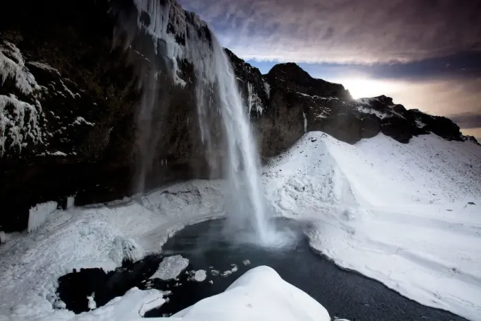 Framed Print : Seljalandsfoss Waterfall in Winter, Iceland Framed Print : Seljalandsfoss Waterfall in Winter, Iceland