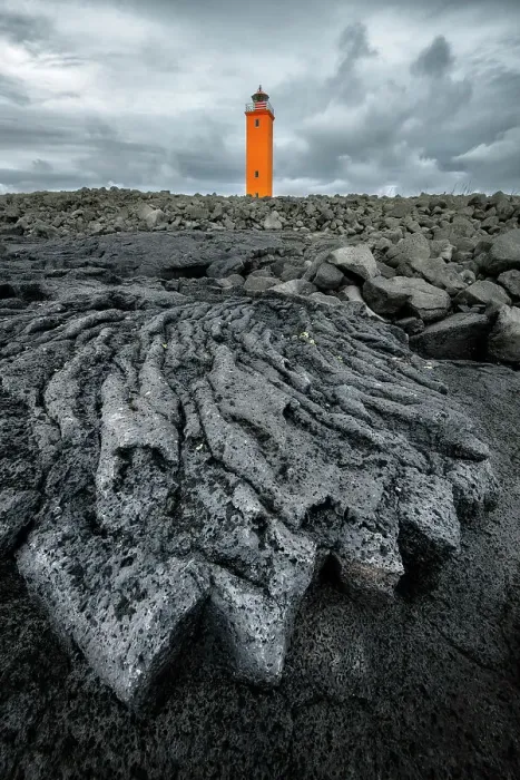 Framed Print : Selvogsviti Lighthouse and ancient lava flow, Strandakirkja, Iceland Framed Print : Selvogsviti Lighthouse and ancient lava flow, Strandakirkja, Iceland