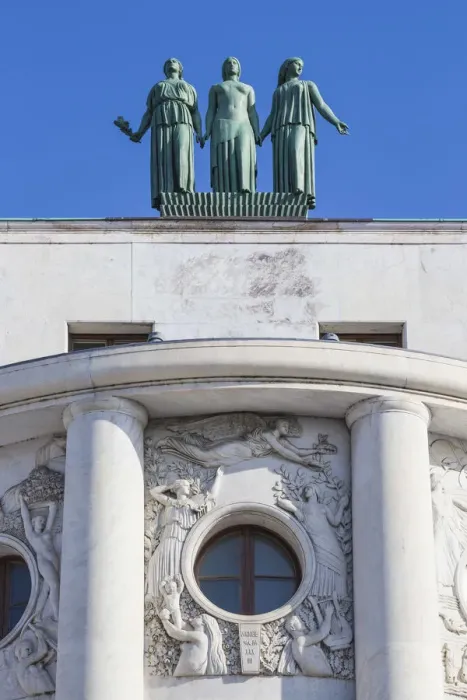 Framed Print : Serbia, Belgrade, Stari Grad - the Old Town, Three statues on top of The French Embassy Framed Print : Serbia, Belgrade, Stari Grad - the Old Town, Three statues on top of The French Embassy