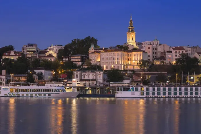 Framed Print : Serbia, Belgrade, View of Sava River across to St