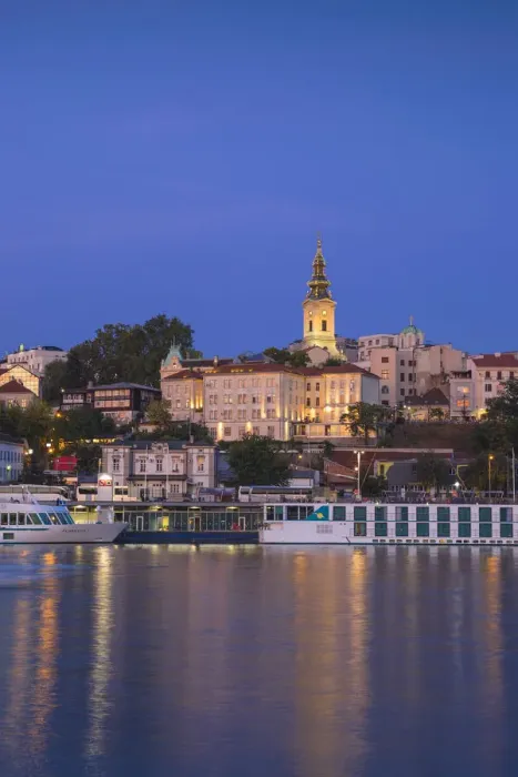 Framed Print : Serbia, Belgrade, View of Sava River across to St Framed Print : Serbia, Belgrade, View of Sava River across to St
