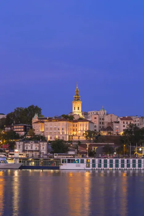 Framed Print : Serbia, Belgrade, View of Sava River across to St Framed Print : Serbia, Belgrade, View of Sava River across to St