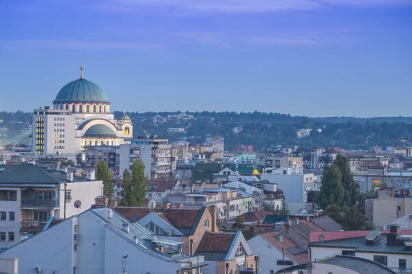 Serbia, Belgrade, View of St Sava Orthodox Temple
